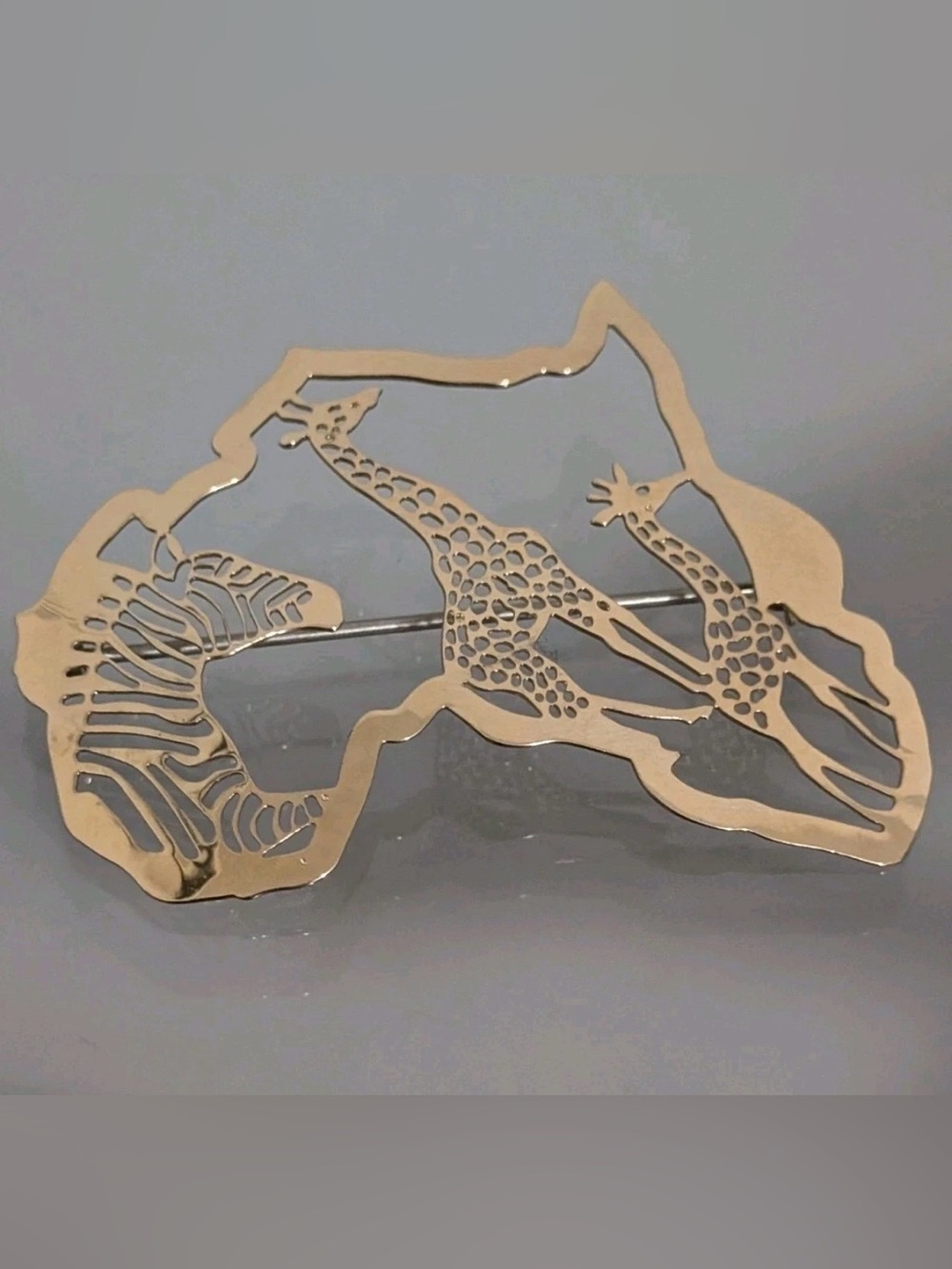 Gold Plated Wild Bryde Africa Brooch